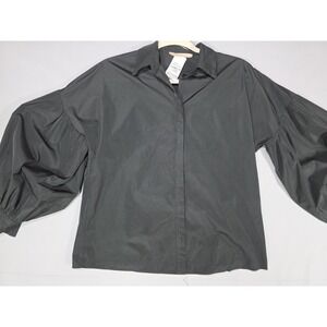Black Blouson Sleeve Blouse Sculptural Volume Business Core Size 4 Pennyblack